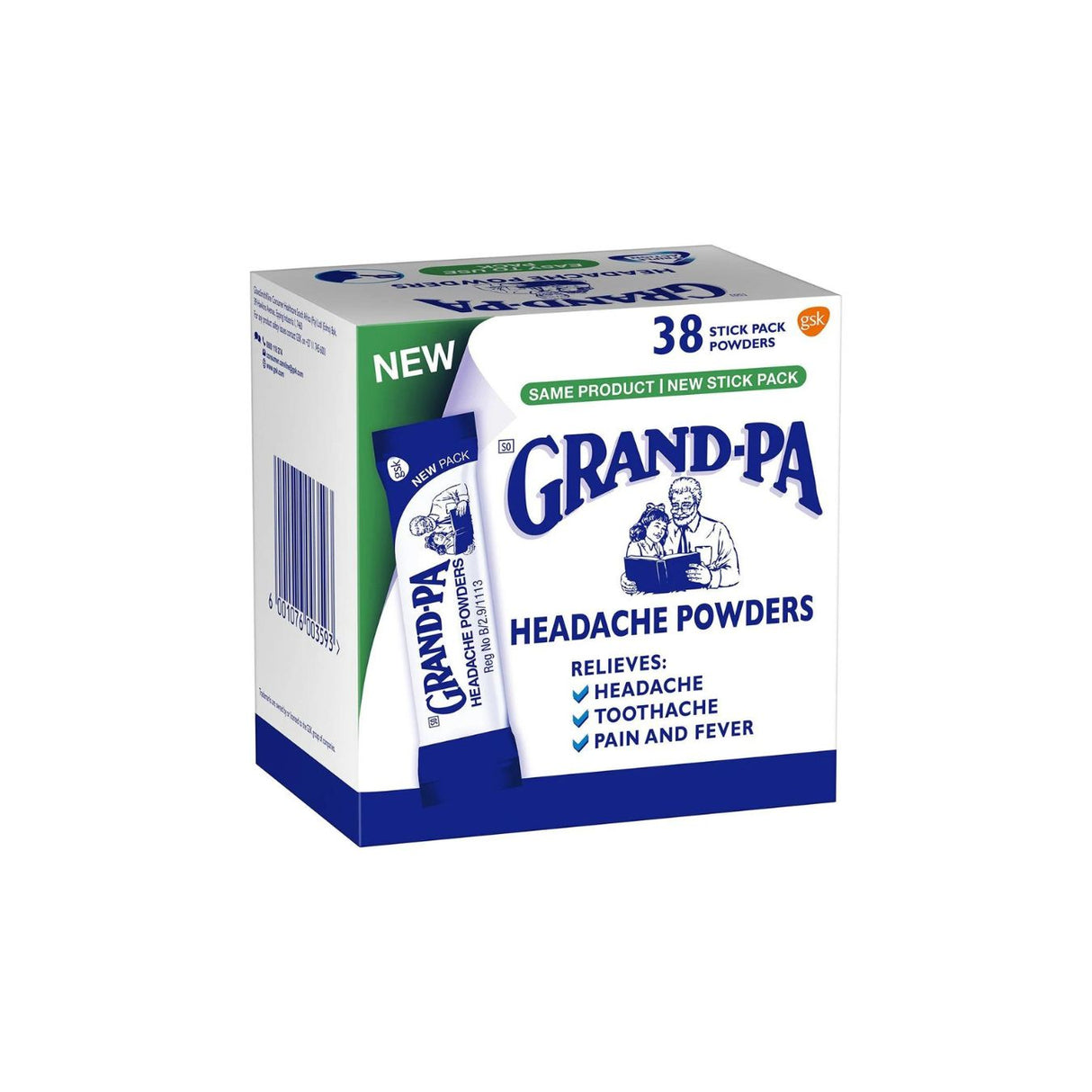 Grand Pa Headache Powder Regular Sticks 38'S Pack